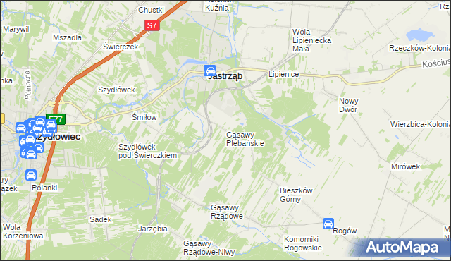 mapa Gąsawy Plebańskie, Gąsawy Plebańskie na mapie Targeo