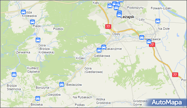 mapa Giedlarowa, Giedlarowa na mapie Targeo