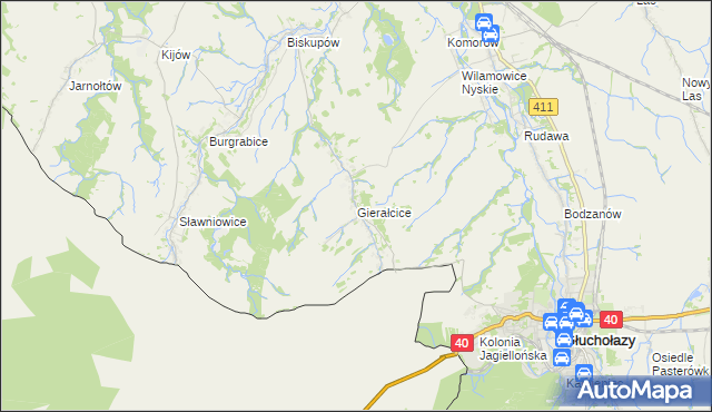 mapa Gierałcice gmina Głuchołazy, Gierałcice gmina Głuchołazy na mapie Targeo