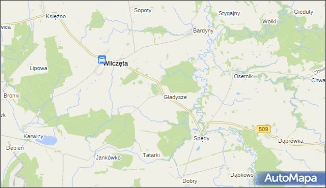 mapa Gładysze, Gładysze na mapie Targeo