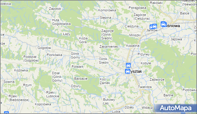 mapa Glinik Średni, Glinik Średni na mapie Targeo