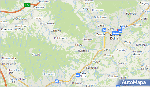 mapa Glisne, Glisne na mapie Targeo