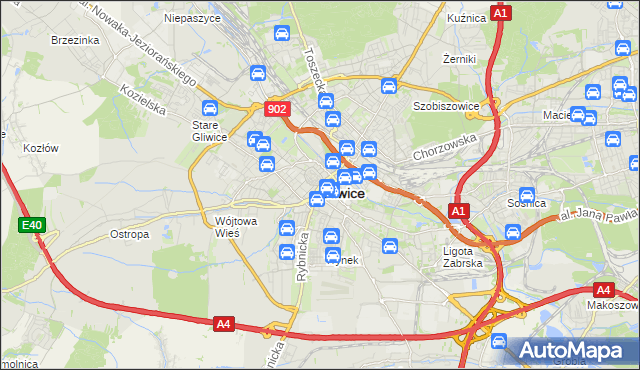 mapa Gliwic, Gliwice na mapie Targeo