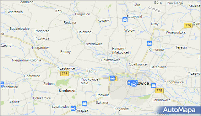 mapa Gniazdowice, Gniazdowice na mapie Targeo
