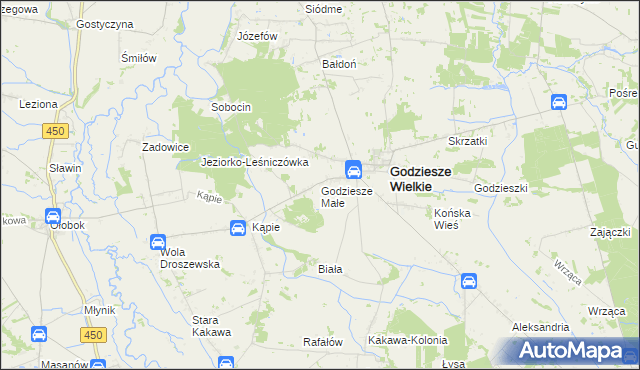 mapa Godziesze Małe, Godziesze Małe na mapie Targeo