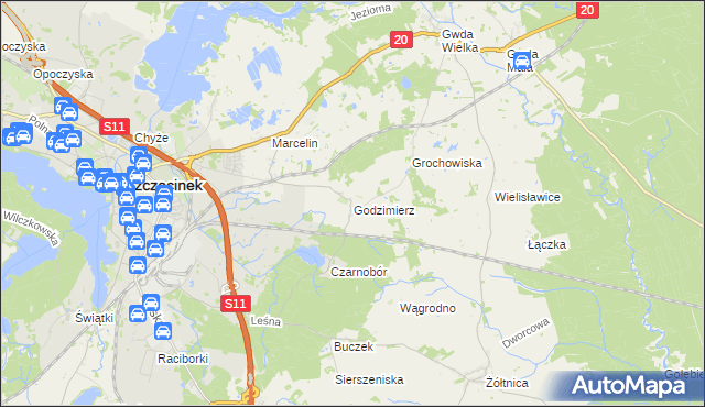 mapa Godzimierz gmina Szczecinek, Godzimierz gmina Szczecinek na mapie Targeo