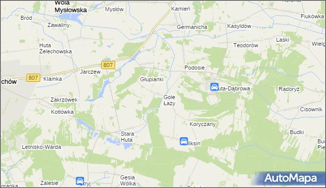 mapa Gołe Łazy, Gołe Łazy na mapie Targeo