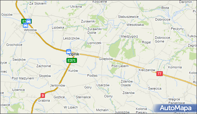 mapa Gołębiów gmina Lipnik, Gołębiów gmina Lipnik na mapie Targeo