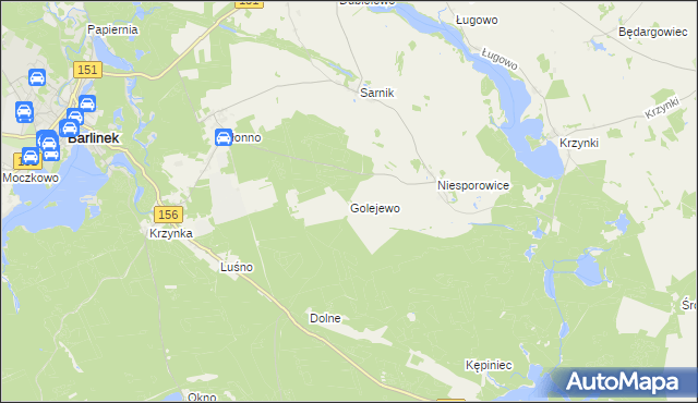 mapa Golejewo gmina Pełczyce, Golejewo gmina Pełczyce na mapie Targeo