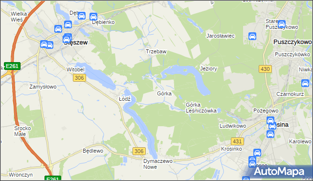 mapa Górka gmina Stęszew, Górka gmina Stęszew na mapie Targeo