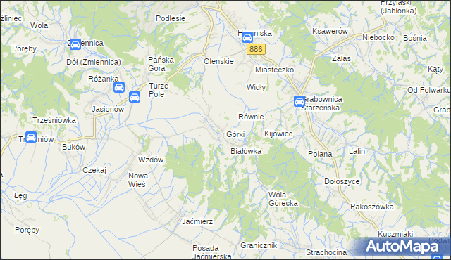 mapa Górki gmina Brzozów, Górki gmina Brzozów na mapie Targeo