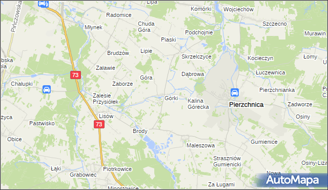 mapa Górki gmina Pierzchnica, Górki gmina Pierzchnica na mapie Targeo