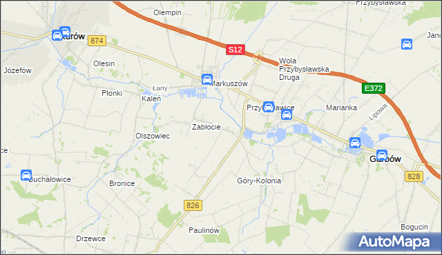 mapa Góry gmina Markuszów, Góry gmina Markuszów na mapie Targeo