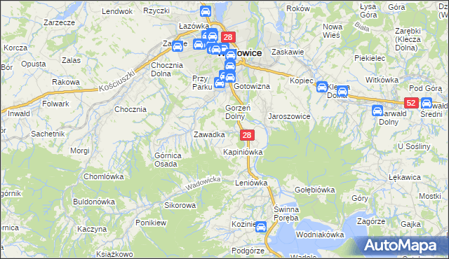 mapa Gorzeń Górny, Gorzeń Górny na mapie Targeo