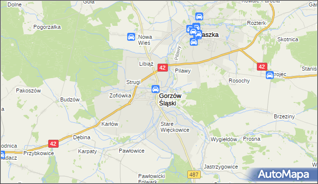 mapa Gorzów Śląski, Gorzów Śląski na mapie Targeo