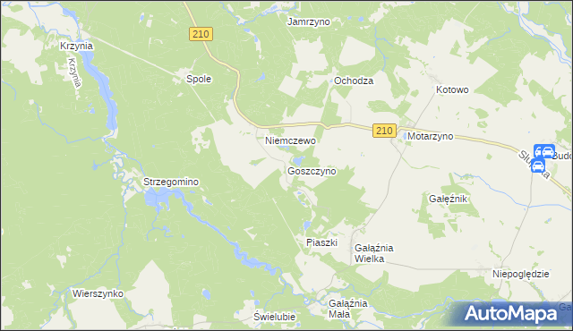 mapa Goszczyno gmina Dębnica Kaszubska, Goszczyno gmina Dębnica Kaszubska na mapie Targeo