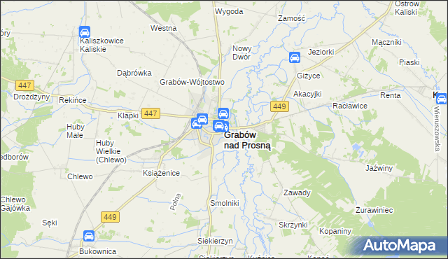 mapa Grabów nad Prosną, Grabów nad Prosną na mapie Targeo