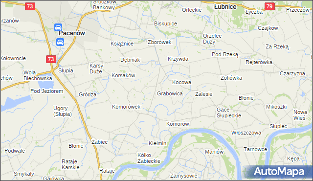 mapa Grabowica gmina Pacanów, Grabowica gmina Pacanów na mapie Targeo
