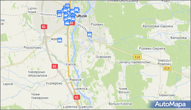mapa Grabówiec gmina Pułtusk, Grabówiec gmina Pułtusk na mapie Targeo