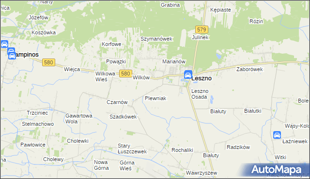 mapa Grądki gmina Leszno, Grądki gmina Leszno na mapie Targeo