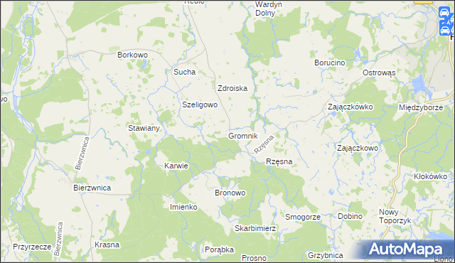 mapa Gromnik gmina Połczyn-Zdrój, Gromnik gmina Połczyn-Zdrój na mapie Targeo