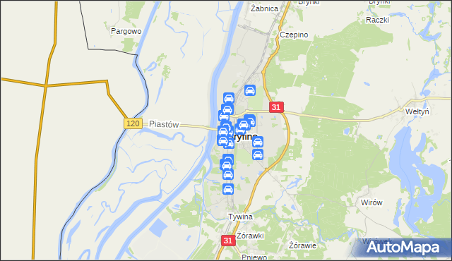 mapa Gryfino, Gryfino na mapie Targeo