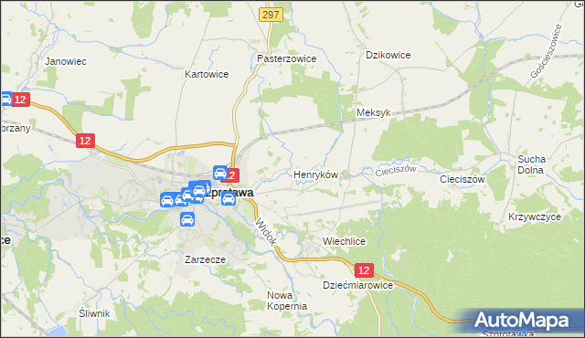 mapa Henryków gmina Szprotawa, Henryków gmina Szprotawa na mapie Targeo