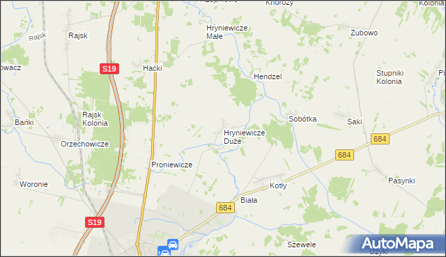 mapa Hryniewicze Duże, Hryniewicze Duże na mapie Targeo