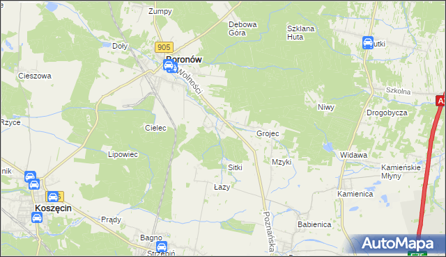 mapa Hucisko gmina Boronów, Hucisko gmina Boronów na mapie Targeo