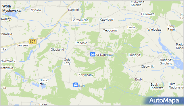 mapa Huta-Dąbrowa, Huta-Dąbrowa na mapie Targeo