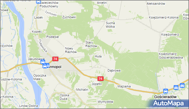 mapa Huta gmina Annopol, Huta gmina Annopol na mapie Targeo