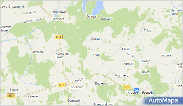mapa Ignatki gmina Wyszki, Ignatki gmina Wyszki na mapie Targeo