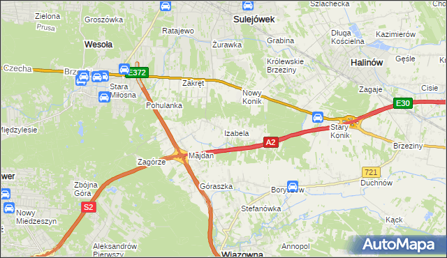 mapa Izabela gmina Wiązowna, Izabela gmina Wiązowna na mapie Targeo