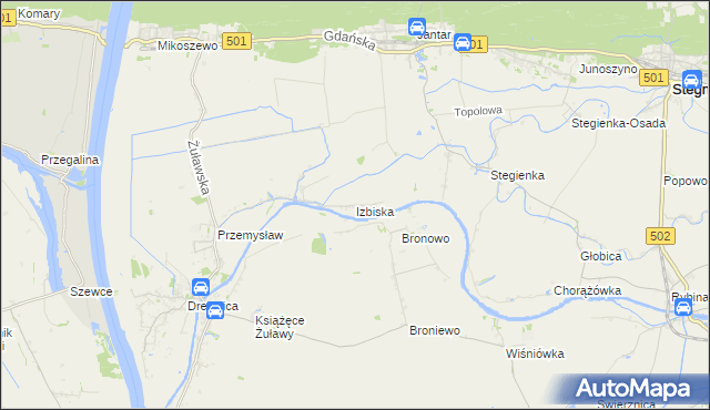 mapa Izbiska gmina Stegna, Izbiska gmina Stegna na mapie Targeo