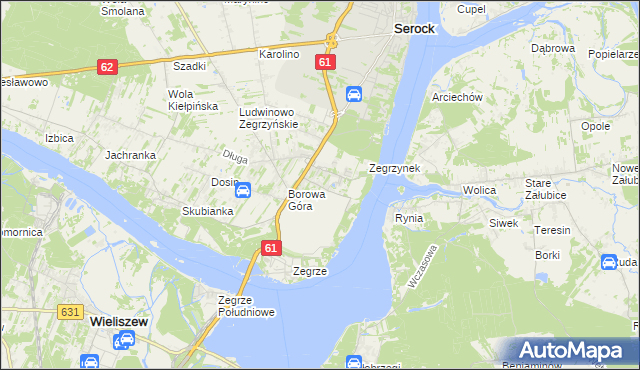 mapa Jadwisin gmina Serock, Jadwisin gmina Serock na mapie Targeo