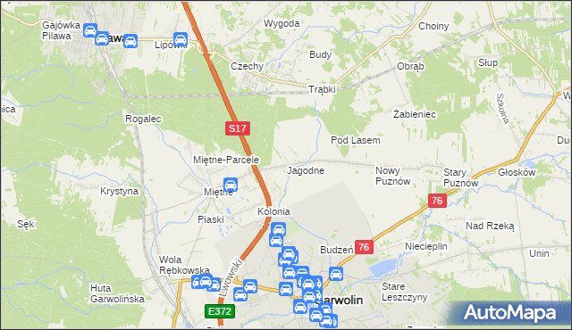 mapa Jagodne gmina Garwolin, Jagodne gmina Garwolin na mapie Targeo
