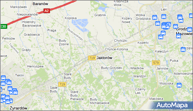 mapa Jaktorów, Jaktorów na mapie Targeo