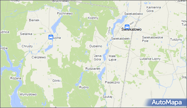 mapa Jania Góra gmina Świekatowo, Jania Góra gmina Świekatowo na mapie Targeo