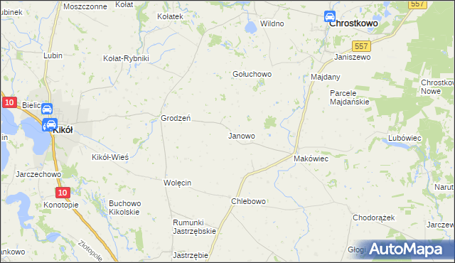 mapa Janowo gmina Kikół, Janowo gmina Kikół na mapie Targeo