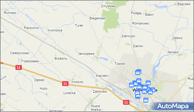 mapa Jarosławiec gmina Środa Wielkopolska, Jarosławiec gmina Środa Wielkopolska na mapie Targeo