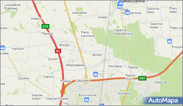 mapa Jarosty, Jarosty na mapie Targeo