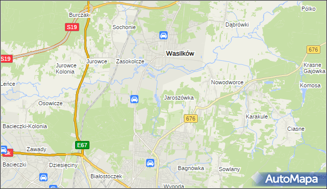 mapa Jaroszówka gmina Wasilków, Jaroszówka gmina Wasilków na mapie Targeo