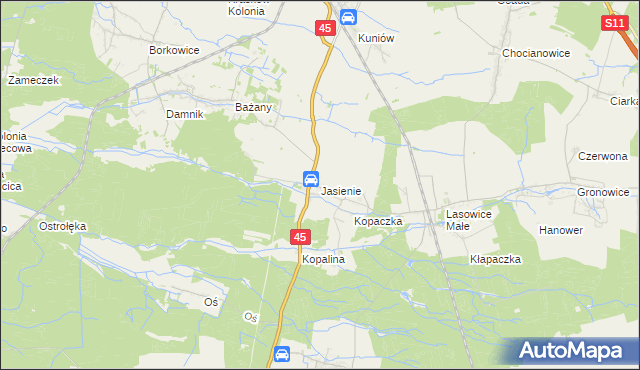 mapa Jasienie, Jasienie na mapie Targeo