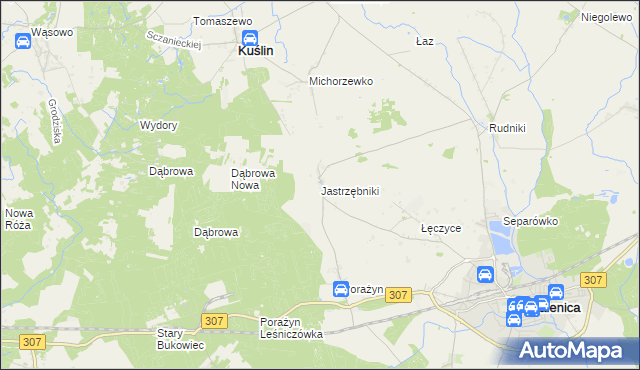 mapa Jastrzębniki gmina Opalenica, Jastrzębniki gmina Opalenica na mapie Targeo