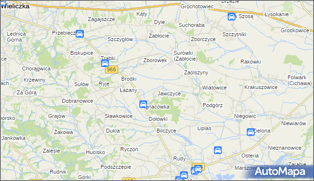 mapa Jawczyce gmina Biskupice, Jawczyce gmina Biskupice na mapie Targeo