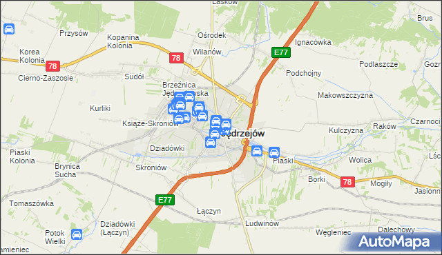mapa Jędrzejów, Jędrzejów na mapie Targeo