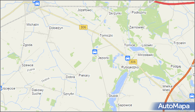 mapa Jeziorki gmina Stęszew, Jeziorki gmina Stęszew na mapie Targeo