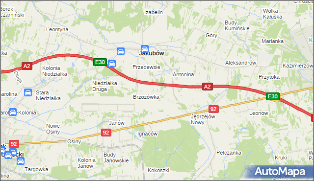 mapa Józefin gmina Jakubów, Józefin gmina Jakubów na mapie Targeo
