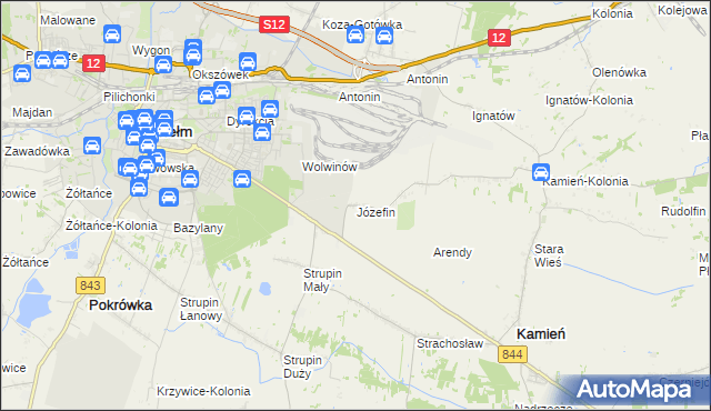 mapa Józefin gmina Kamień, Józefin gmina Kamień na mapie Targeo