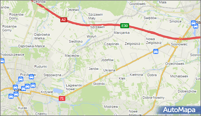 mapa Józefów gmina Zgierz, Józefów gmina Zgierz na mapie Targeo